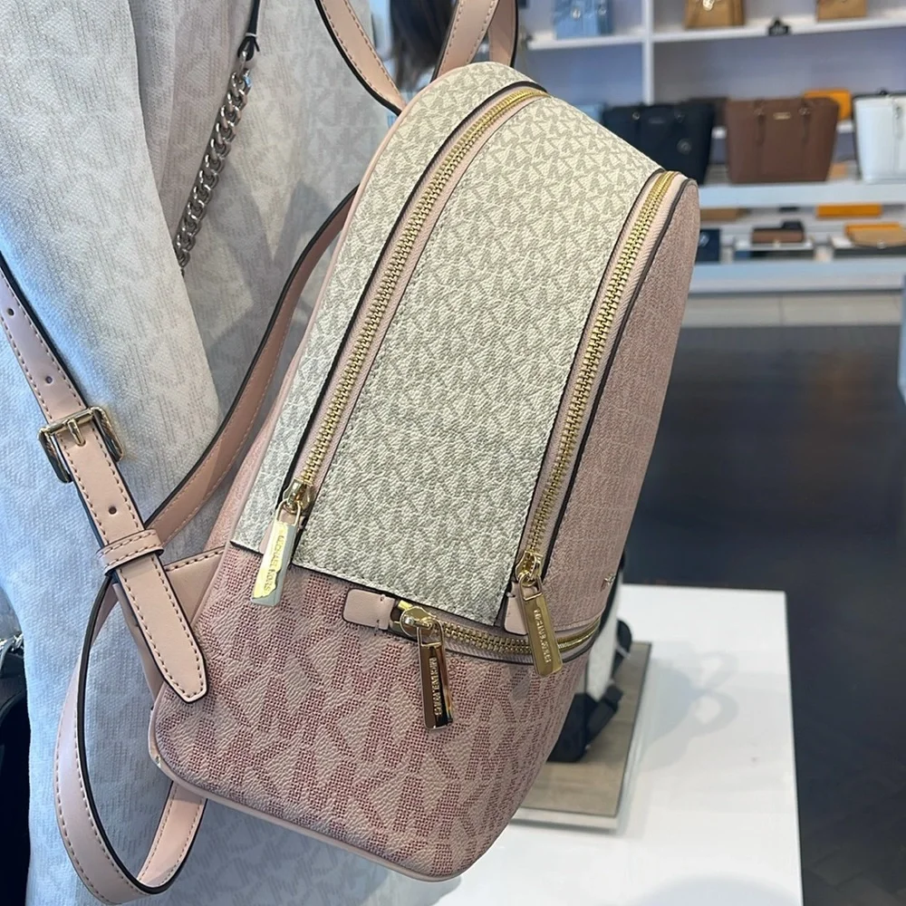 MICHAEL KORS Rhea Medm Zip Color-Block Signature Logo Backpack
PWD BLSH MLT
NWT - Picture 12 of 16